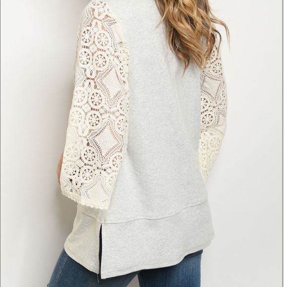 🆕 gray lace sleeved sweat shirt. - Picture 2 of 3